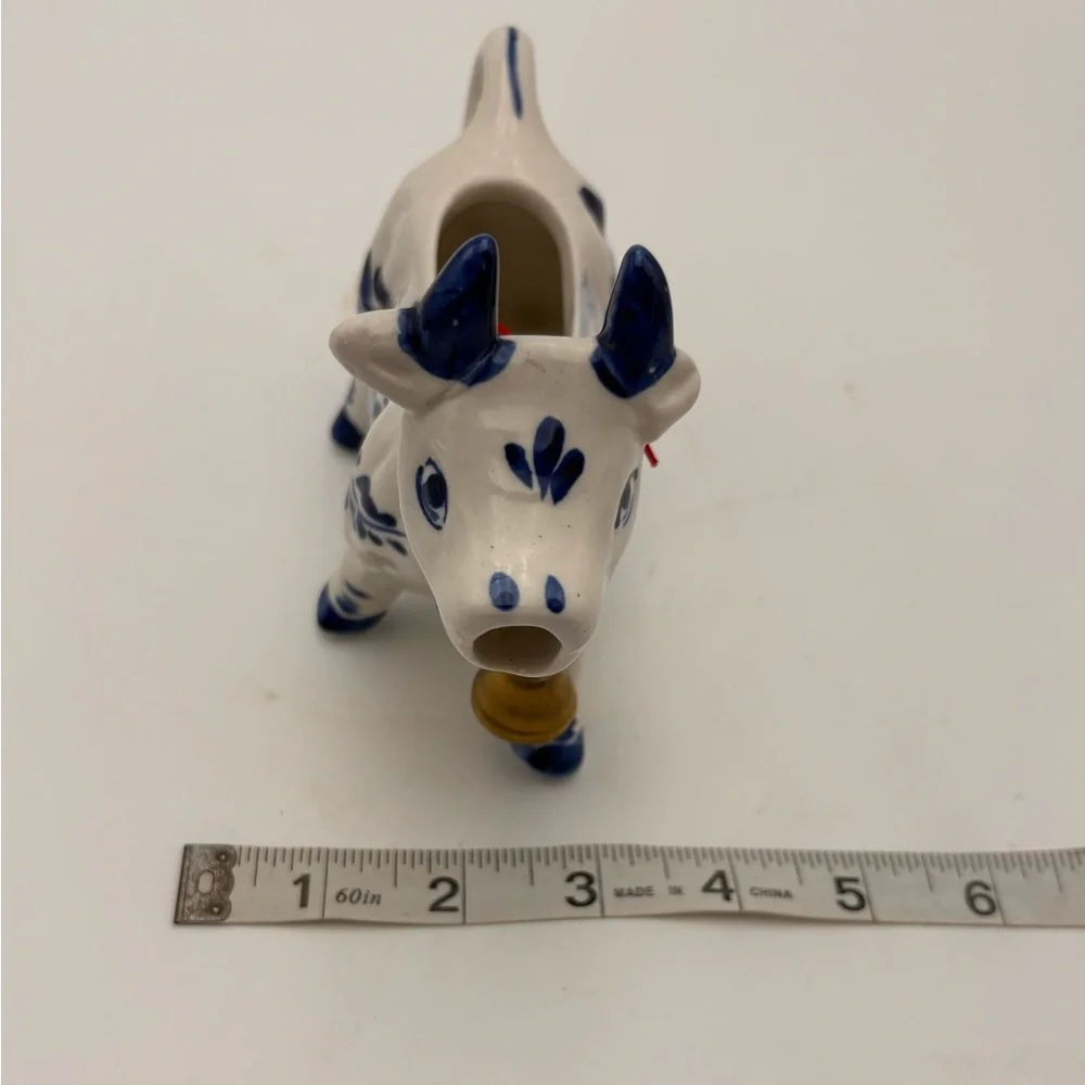 Charming Vintage Hand-painted  Delft Holland Blue and White Ceramic Cow Creamer